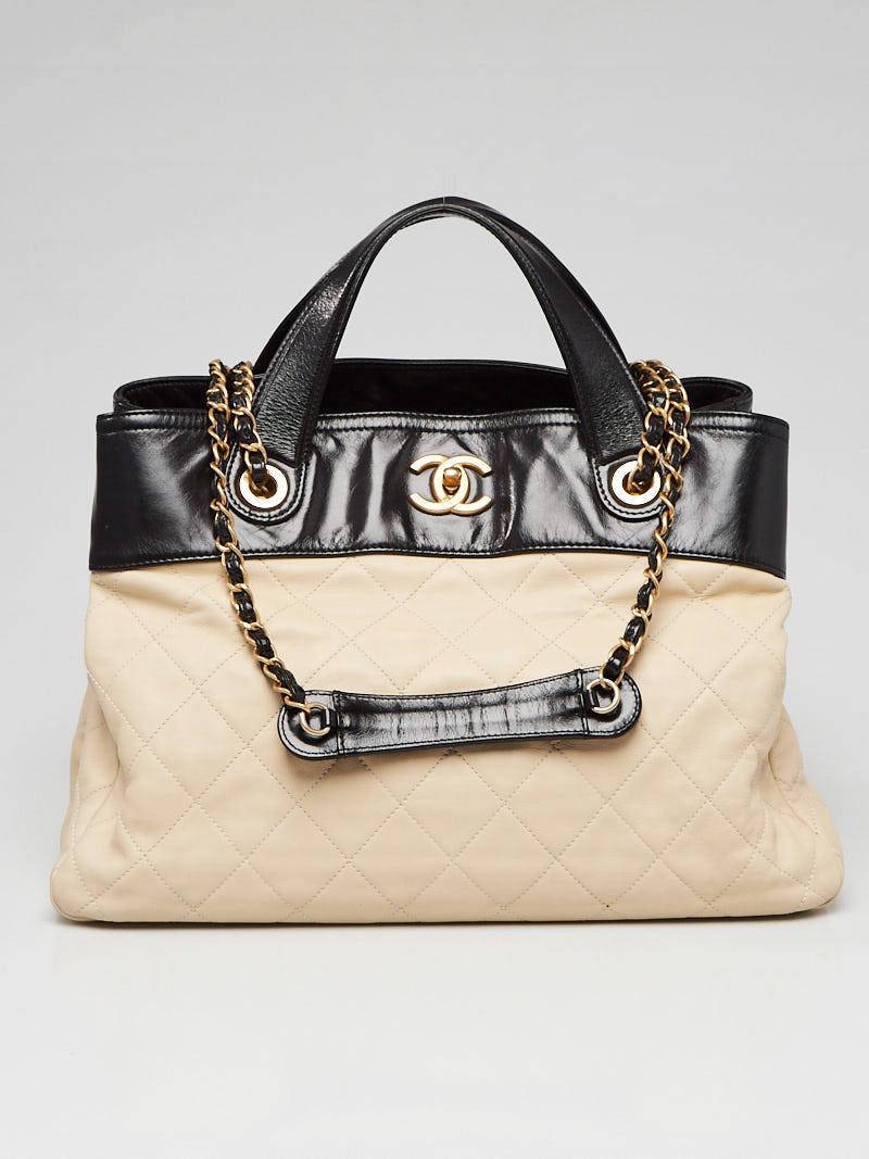 Chanel Black/Beige Quilted Leather In-the-Mix Small Tote Bag