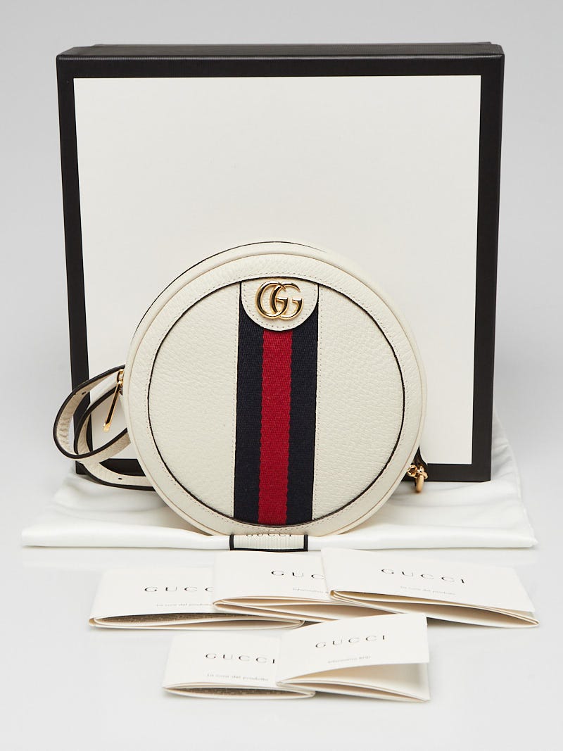 Gucci White Leather Ophidia Vintage Web Circle Backpack Bag  display picture 3