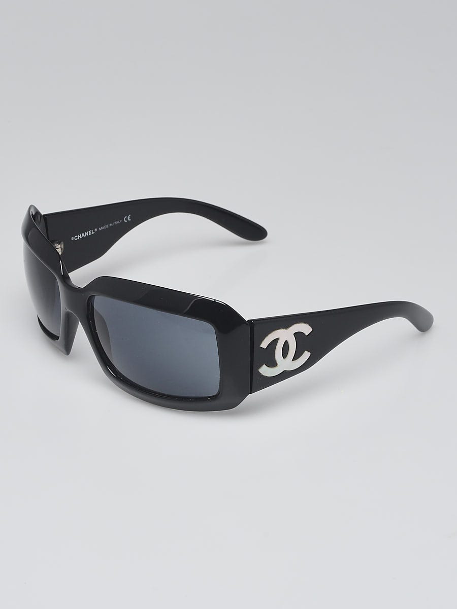 Chanel Black Frame CC Mother of Pearl Sunglasses- 5076-H - Yoogi's Closet