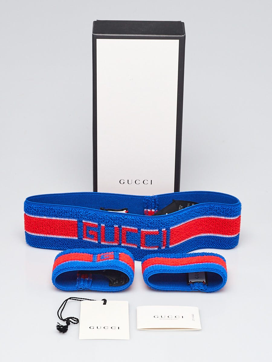 Gucci Blue/Red Polyester/Elastane Queen Heron Headband Set Size M