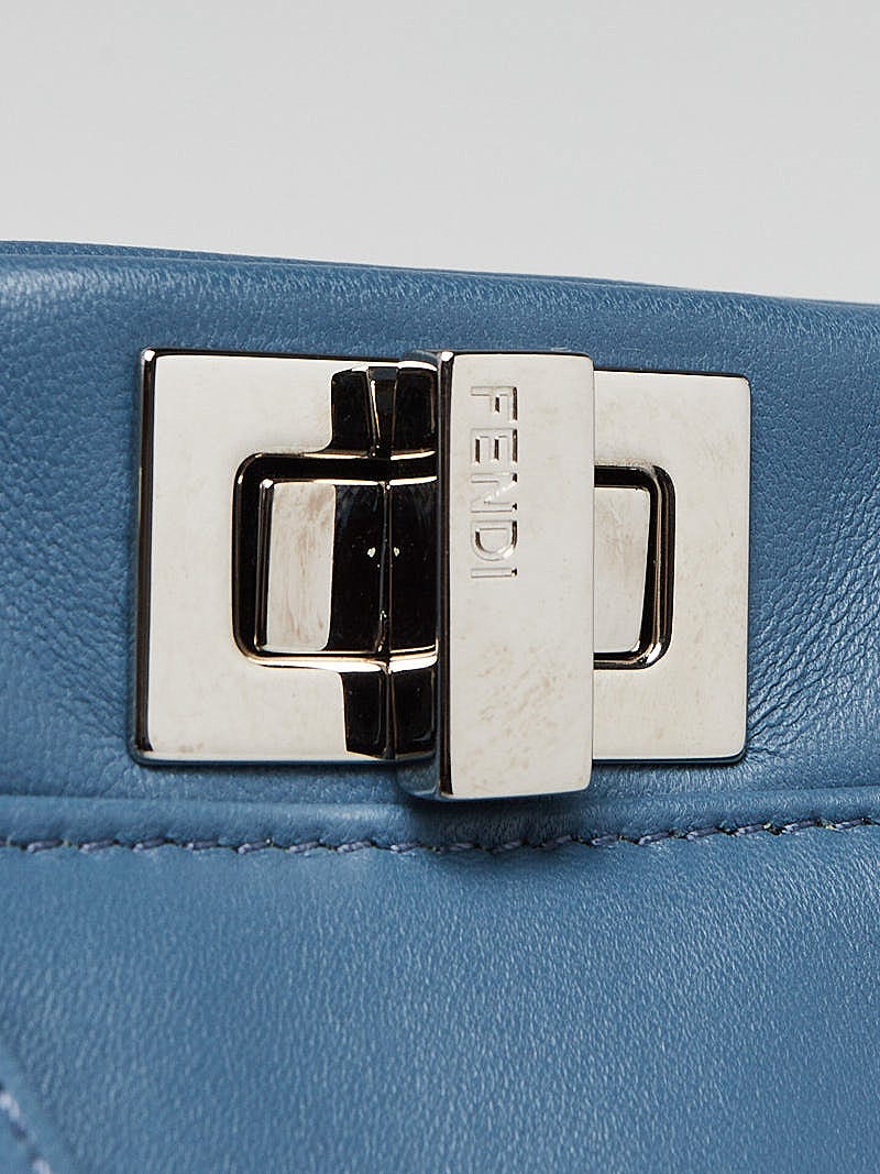 Fendi Blue Nappa Leather Peekaboo Wave Satchel Bag 8BN244 Fendi Blue Nappa Leather Peekaboo Wave Satchel Bag 8BN244