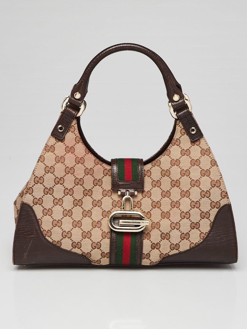 Gucci Beige/Ebony GG Canvas/Leather Junco Shoulder Bag