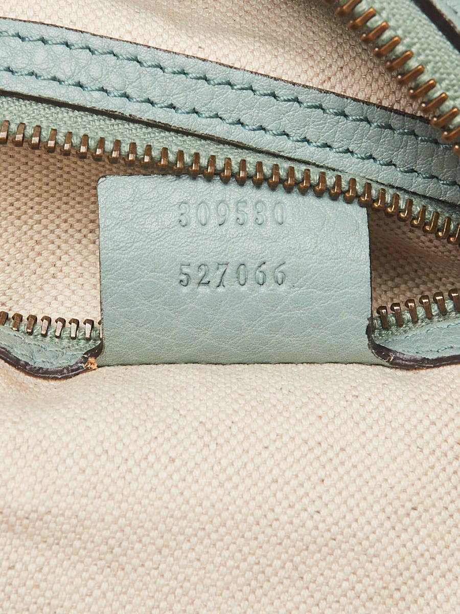 Gucci Pale Green Pebbled Calfskin Leather Twill Hobo Bag