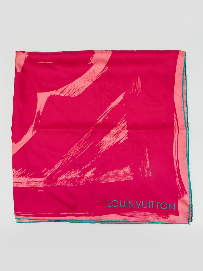Louis Vuitton Pink Fleur Silk Square Scarf