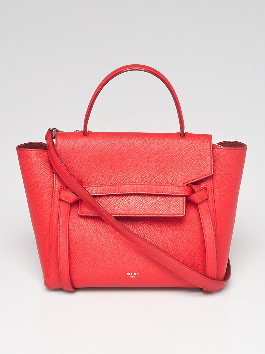 Celine Bright Red Grained Leather Micro Belt Bag - Yoogi's Closet