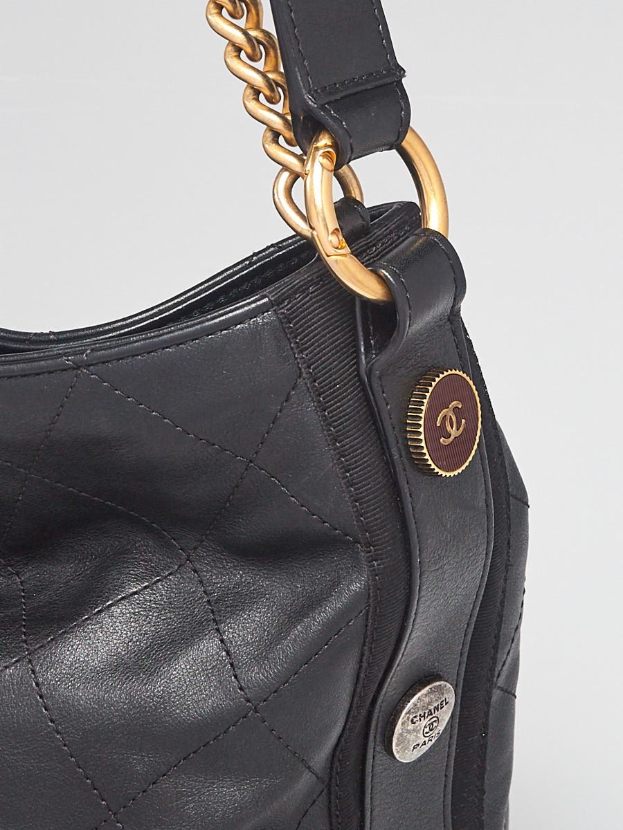 Chanel Black Quilted Leather Button Up Hobo Chanel | The Luxury Closet