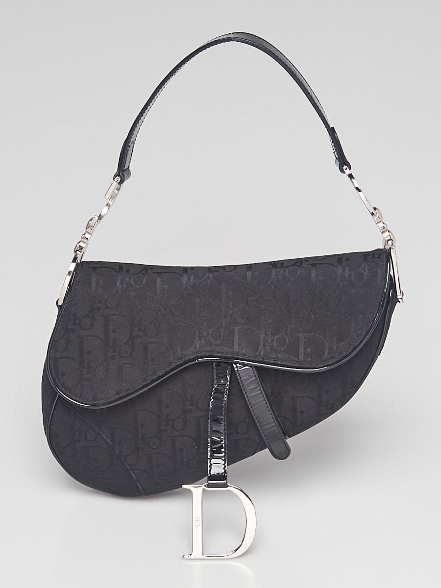 Dior Oblique Saddle Bag Black in Canvas/Calfskin with Silver-tone - US