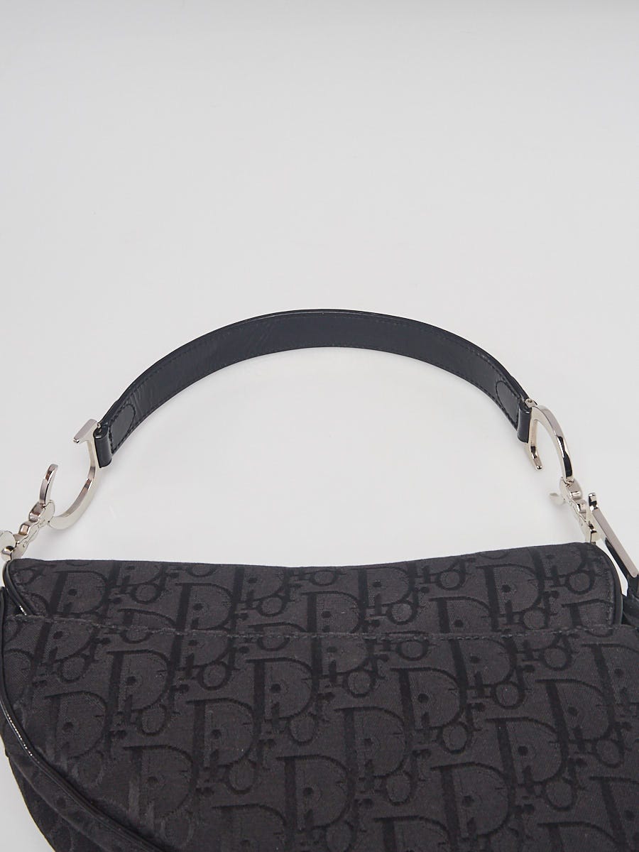 Dior - Authenticated Saddle Vintage Classic Handbag - Cloth Black for Women, Very Good Condition
