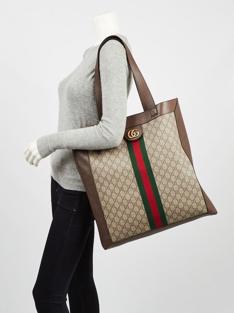 【GUCCI】 ebony canvas and leather gg ophidia （関税送料込） Ophidia GG Small Handbag Beige & Ebony Supreme Canvas
