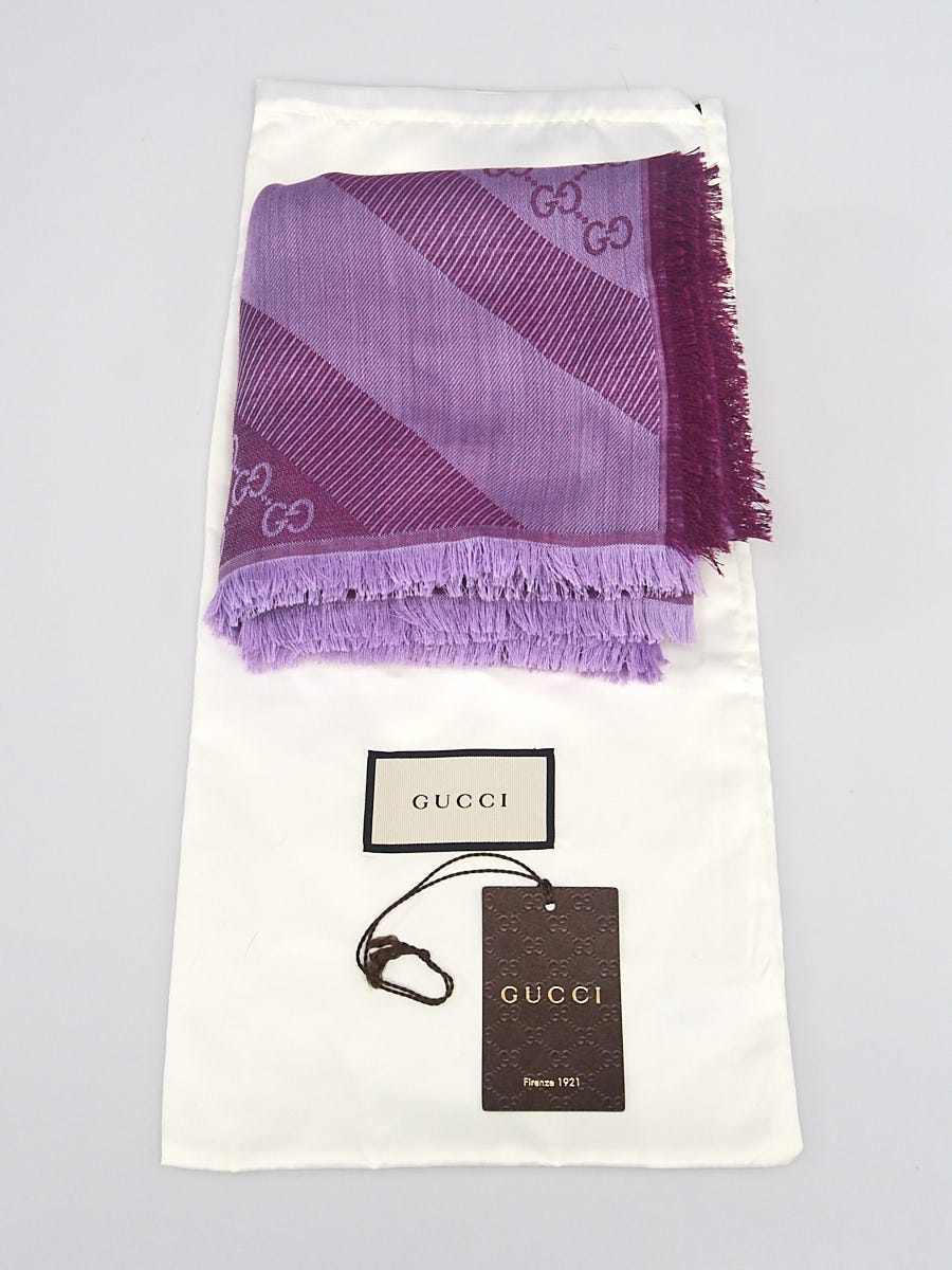 【紫】❤️GUCCI リボン1ロールNew year2024年 Gucci Purple Wool/Silk GG Weblong Scarf/Shawl | Yoogi's Closet