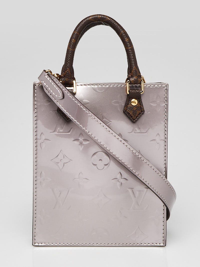 Louis Vuitton Grey Metallic Monogram Vernis Leather Petit Sac Plat