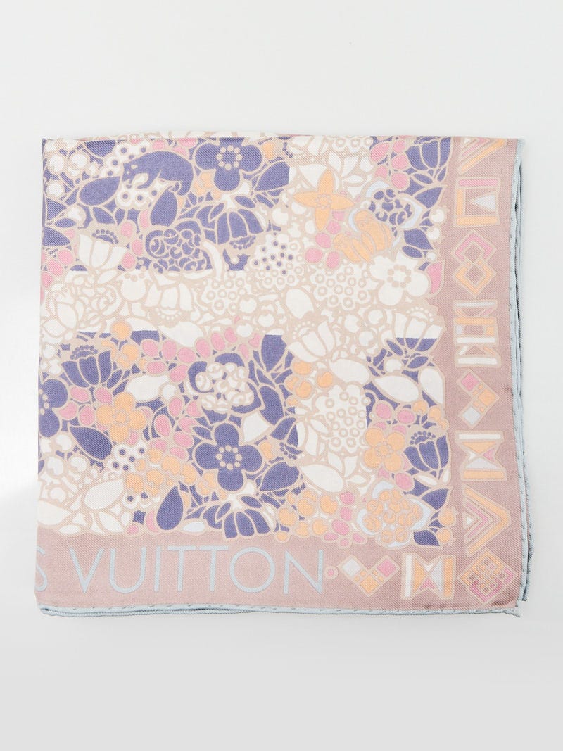 Louis Vuitton Multicolor Pastel Flower Print Silk Square Scarf