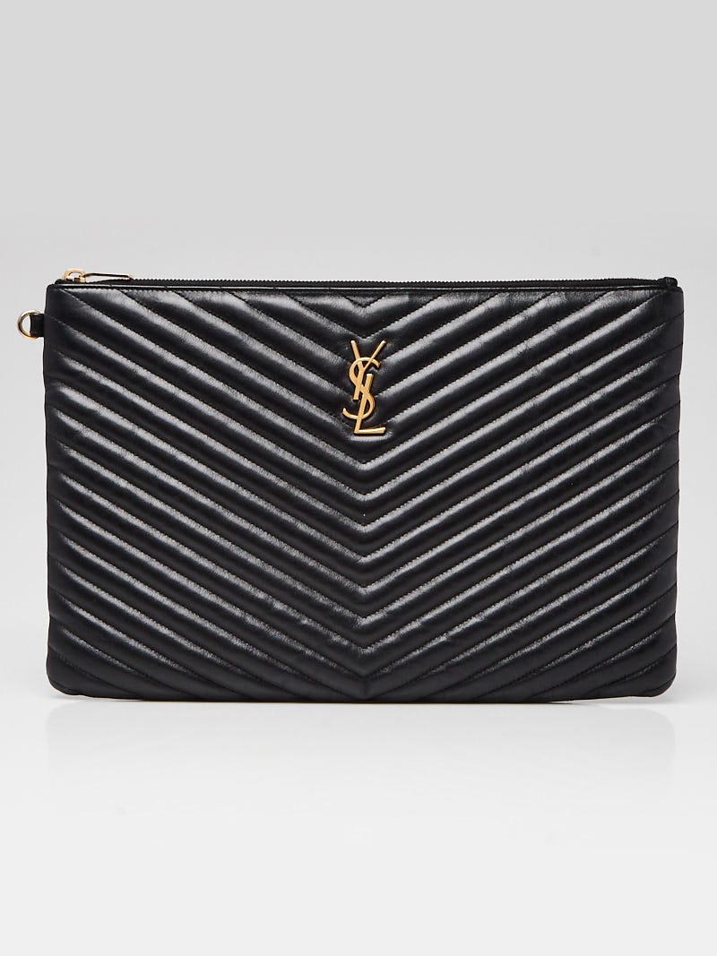 Yves Saint Laurent Black Matelasse Quilted Leather Monogram