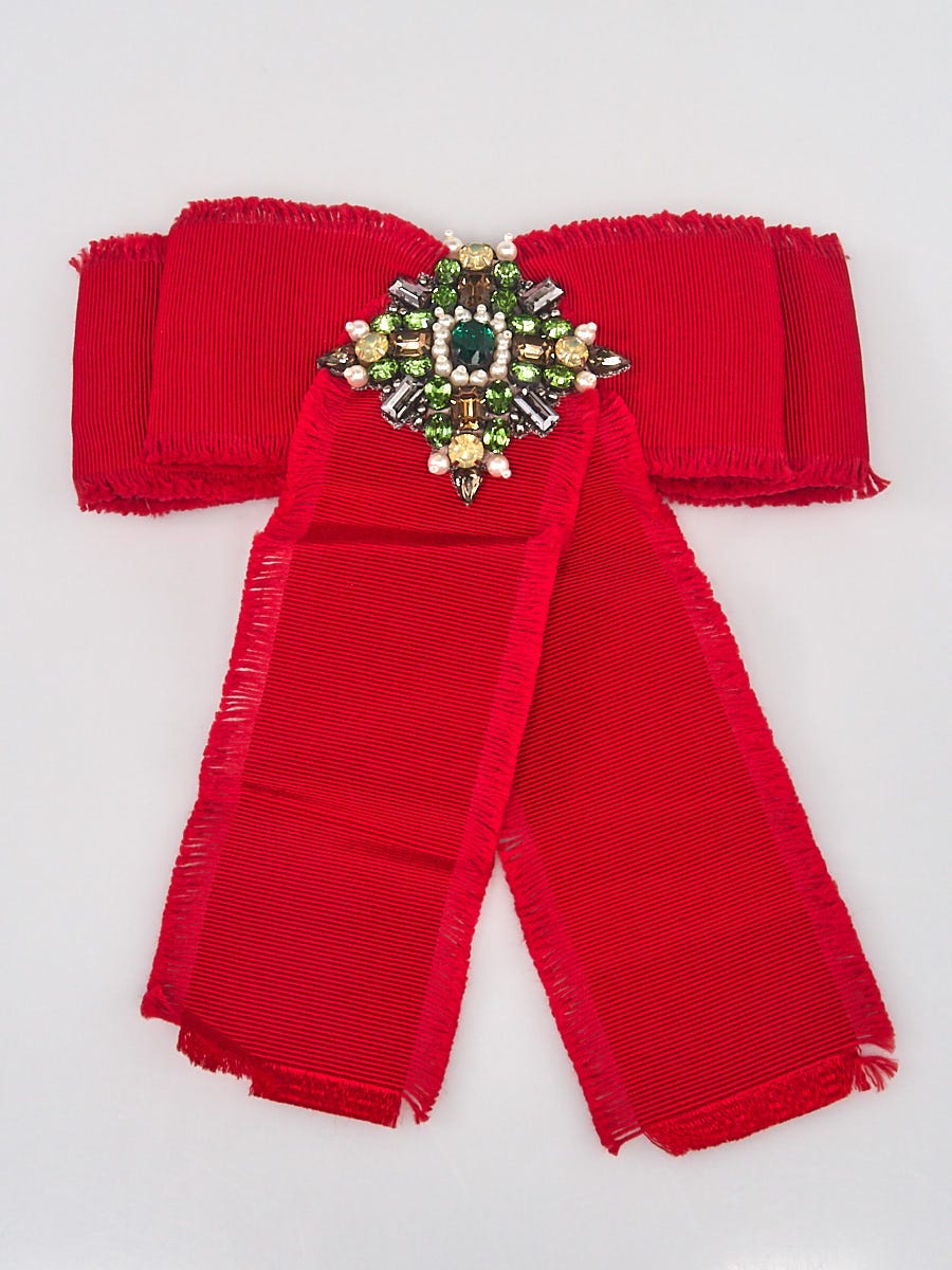 Gucci Red Grosgrain Ribbon Brooch | Yoogi's Closet