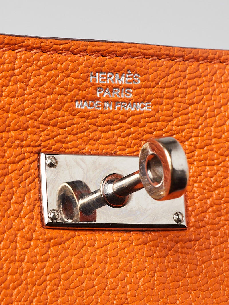 Hermes Kelly Longue Wallet Orange H Chevre Mysore Palladium Hardware