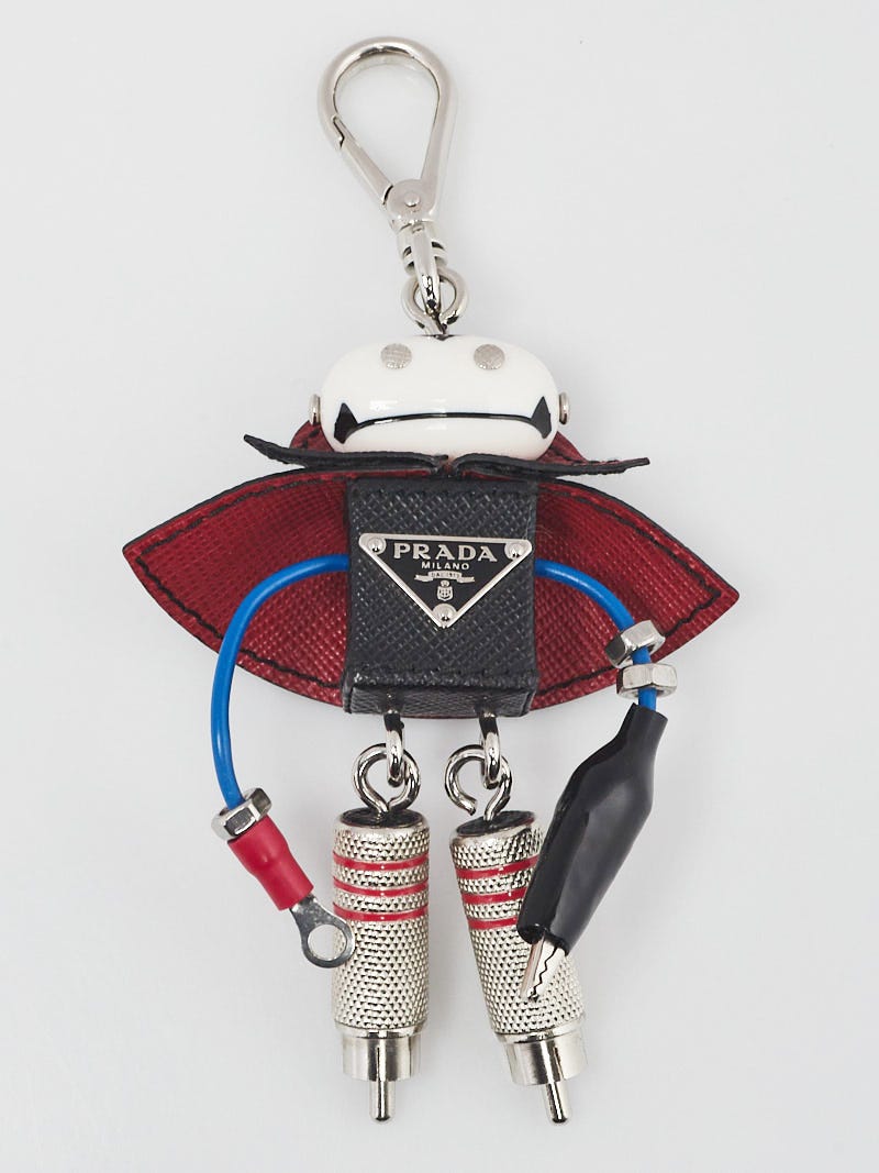 Authentic Prada selling Leather Robot Bag Charm Keychain Preloved