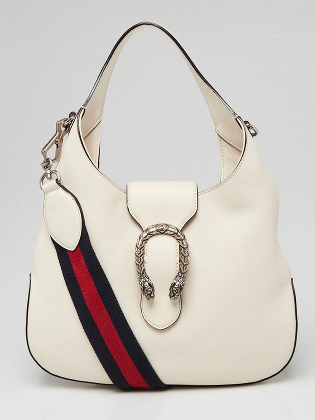 Gucci White Leather Dionysus Medium Hobo Bag