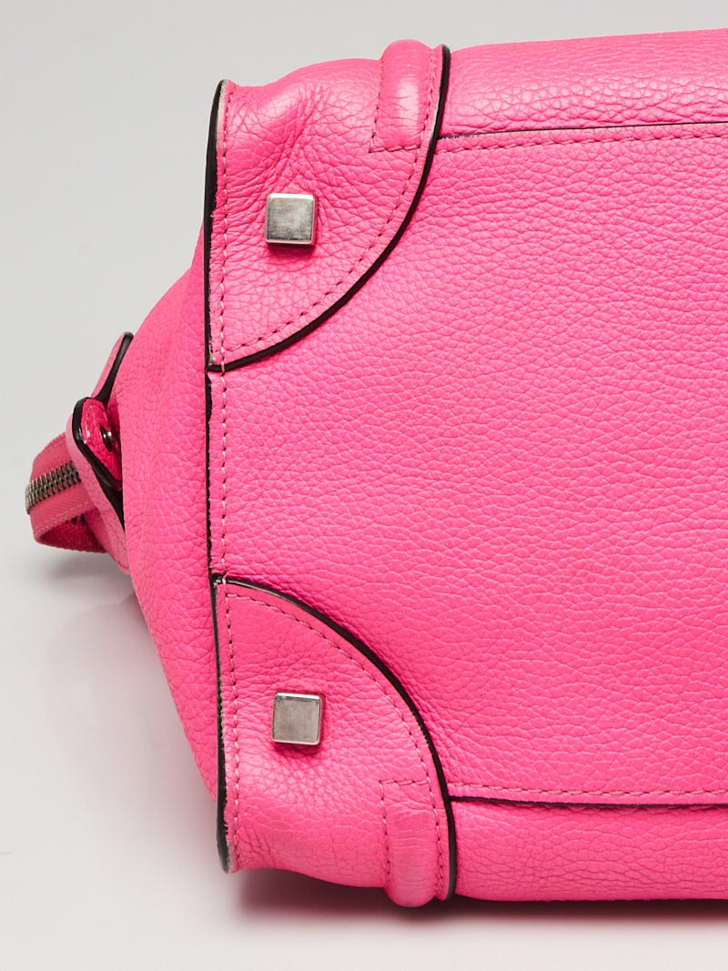 Celine Hot Pink Pebbled Leather Mini Luggage Tote Bag Yoogi s Closet