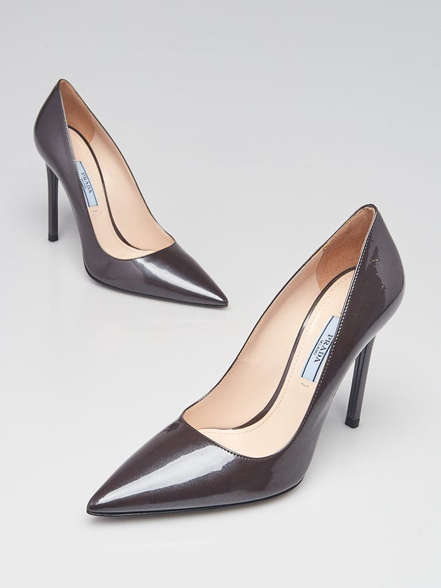 Prada Cafe Patent Leather Pointed Toe Pumps Size 5/35.5