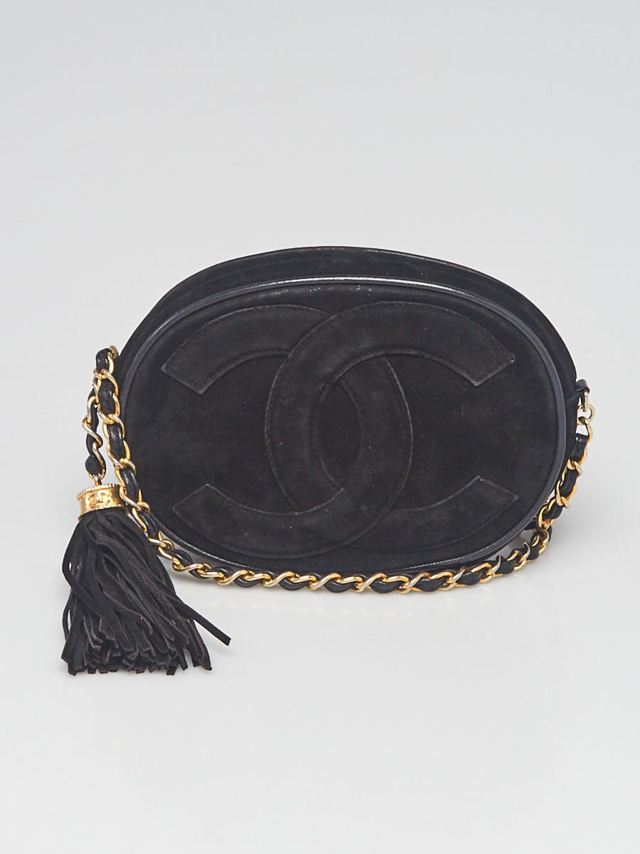 Chanel Black Suede CC Tassel Small Shoulder Bag - Yoogi's Closet