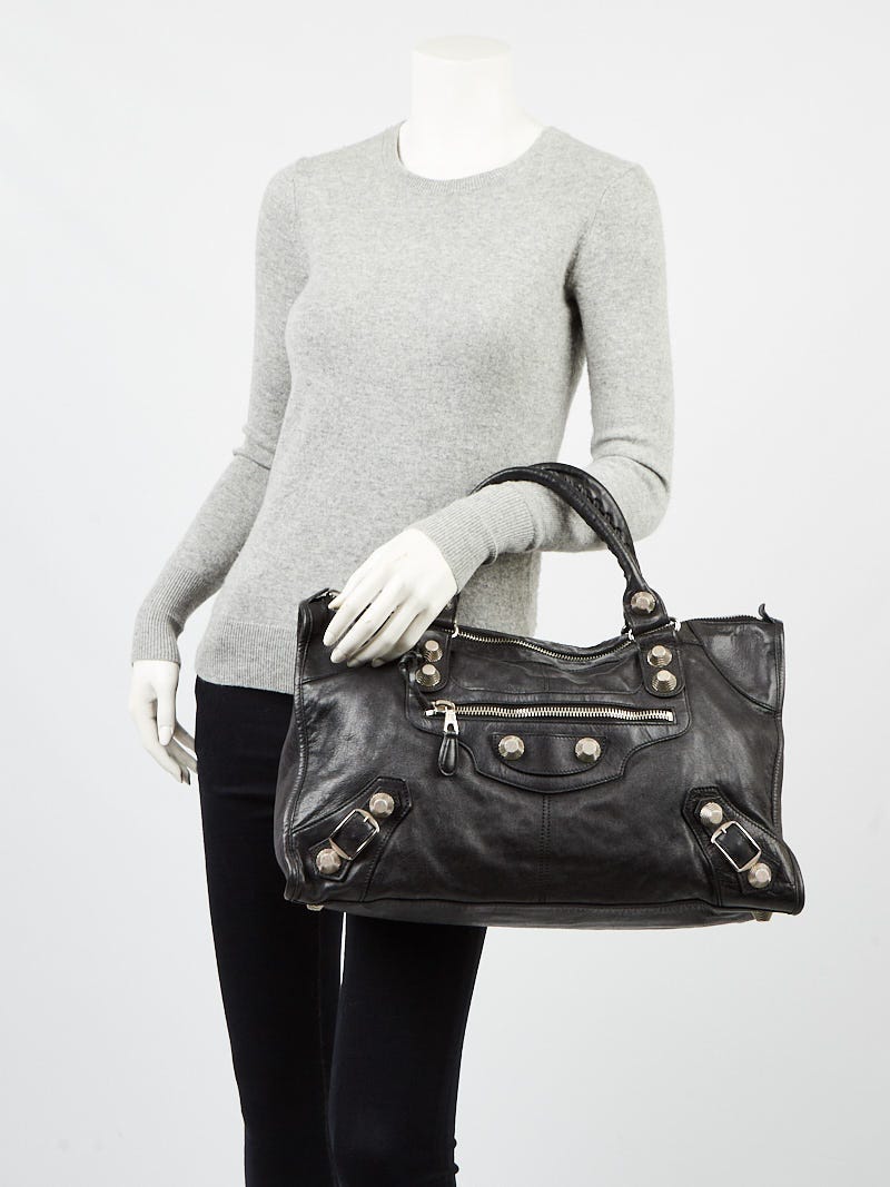 Balenciaga Black Lambskin Leather Giant 21 Silver Work Bag Balenciaga Black Lambskin Leather Giant 21 Silver Work Bag