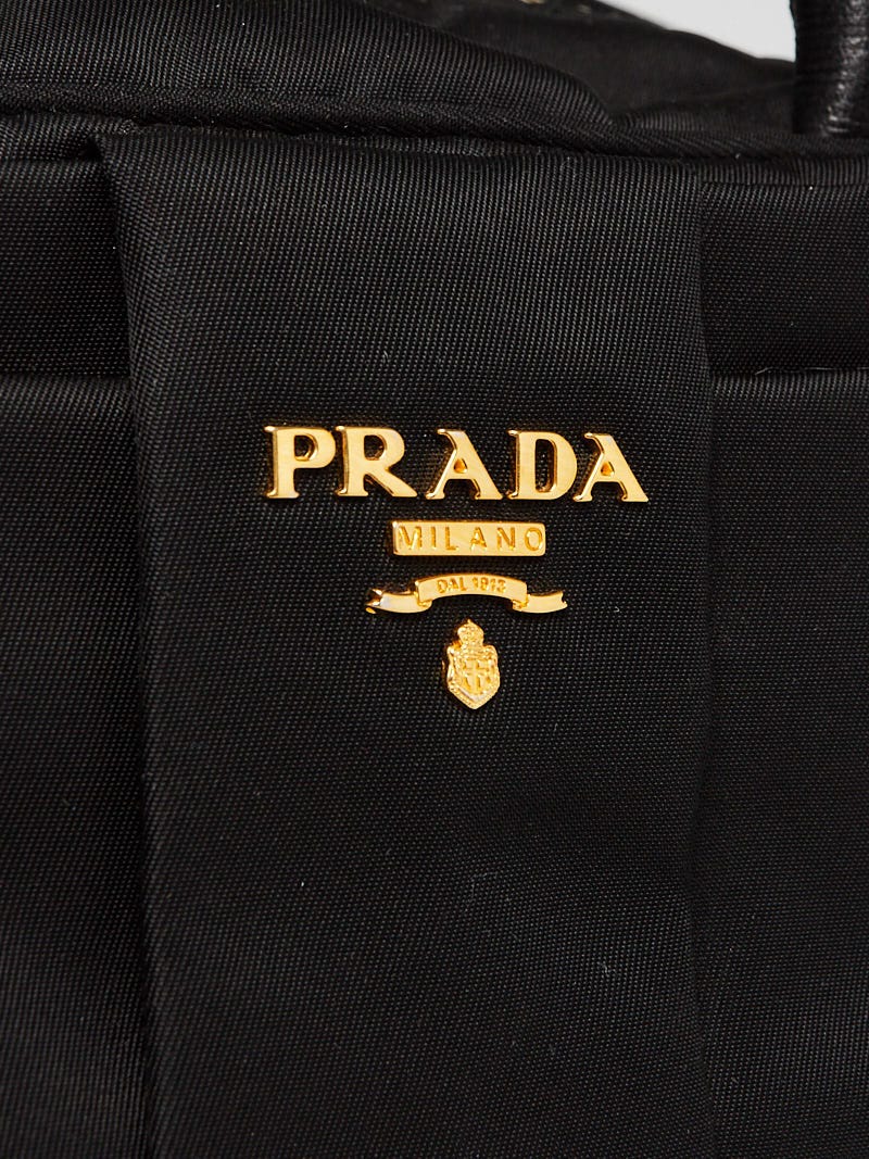 Prada Black Tessuto Fiocco Nylon Bow Top Handle Crossbody