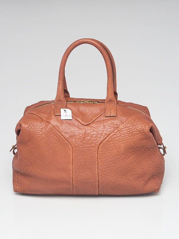 Yves Saint Laurent Brown Pebbled Leather Easy Y Zip Tote Bag