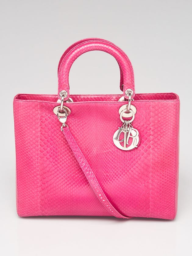 Christian Dior Pink Python Large Lady Dior Bag