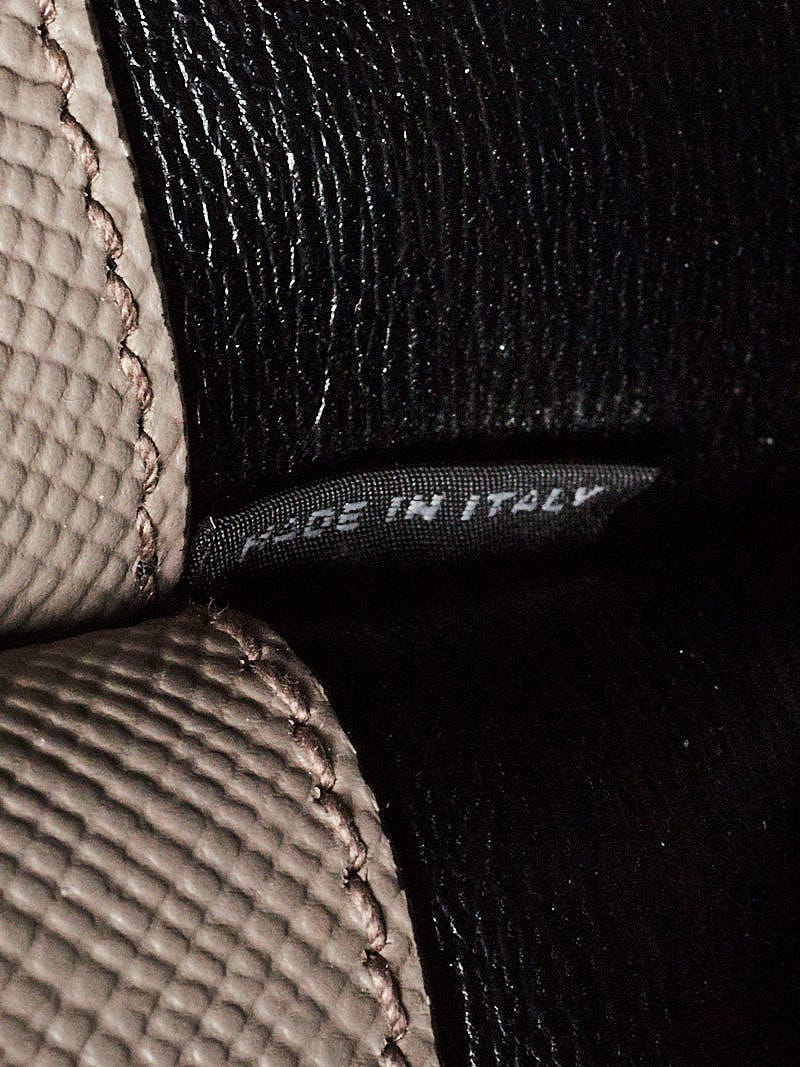 Prada Grey Saffiano Cuir Leather Twin Tote Bag BN2823