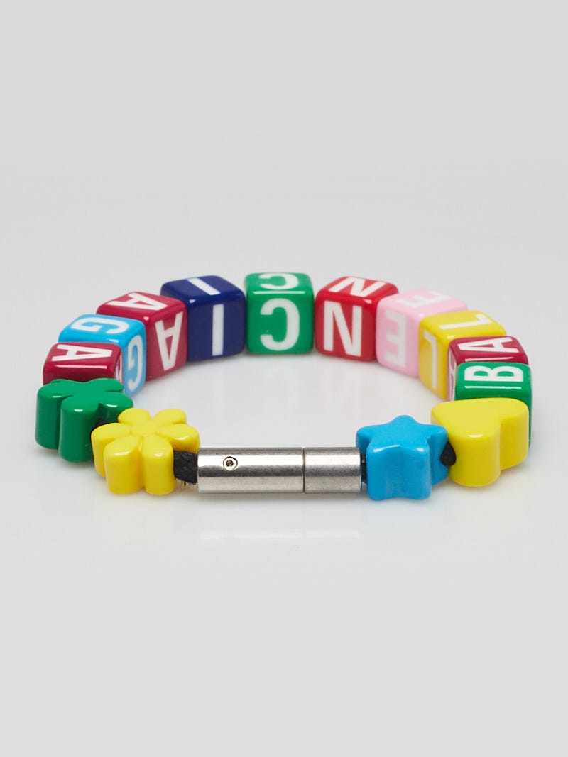 Balenciaga Multicolor Plastic Cube Toy Charm Bracelet Size S