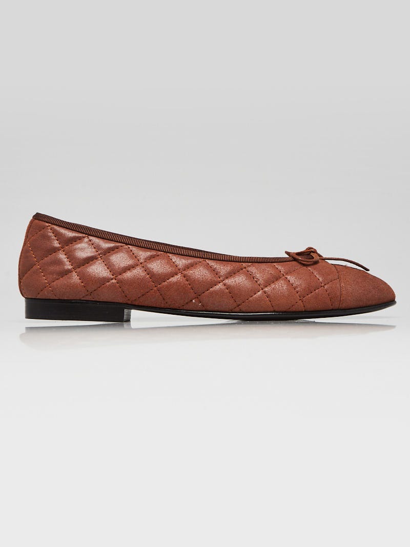 Chanel Marron Quilted Lambskin Leather Cap Toe Ballet Flats Size 9.5/40 - Yoogi's  Closet