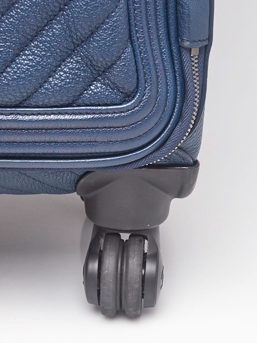 Chanel Blue Chevron Quilted Leather Coco Case Trolley Rolling Suitcase -  Yoogi's Closet