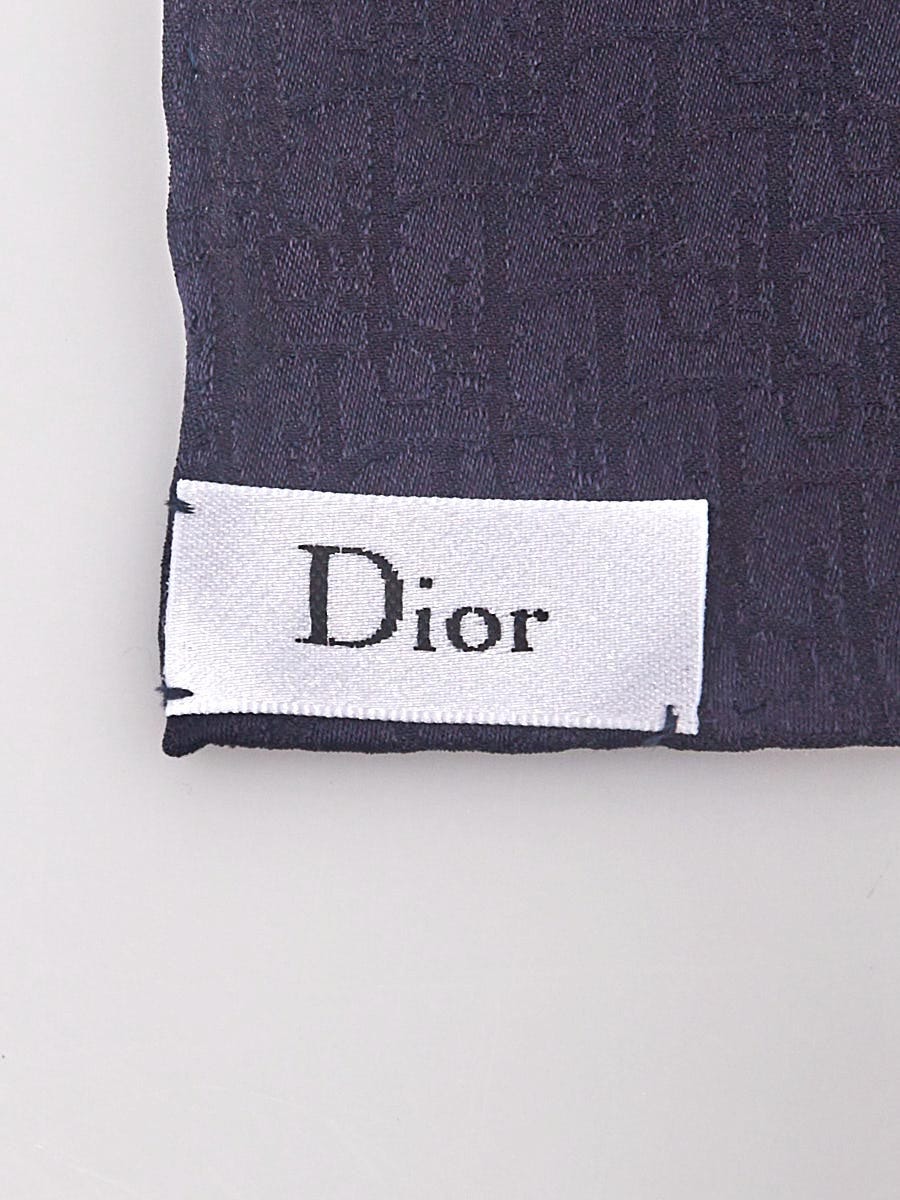 Christian Dior 2000a Navy Silk Monogram Scarf · INTO