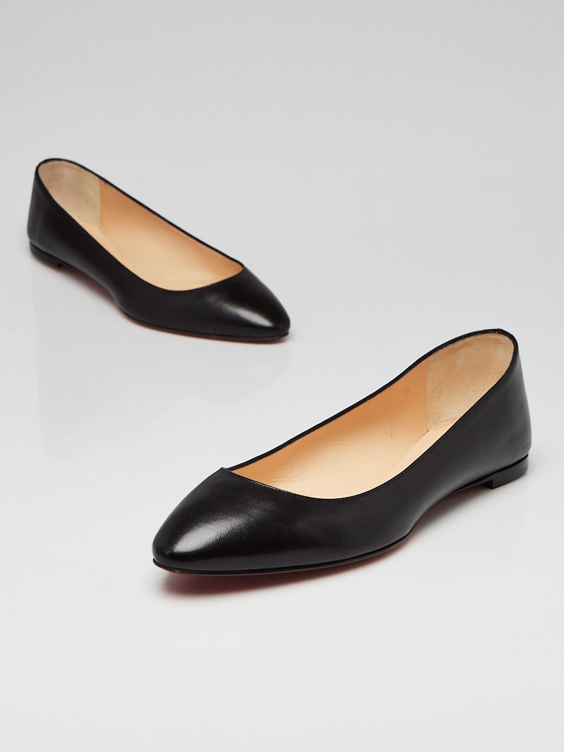 Christian Louboutin Black Shiny Nappa Leather Eloise Flats Size 