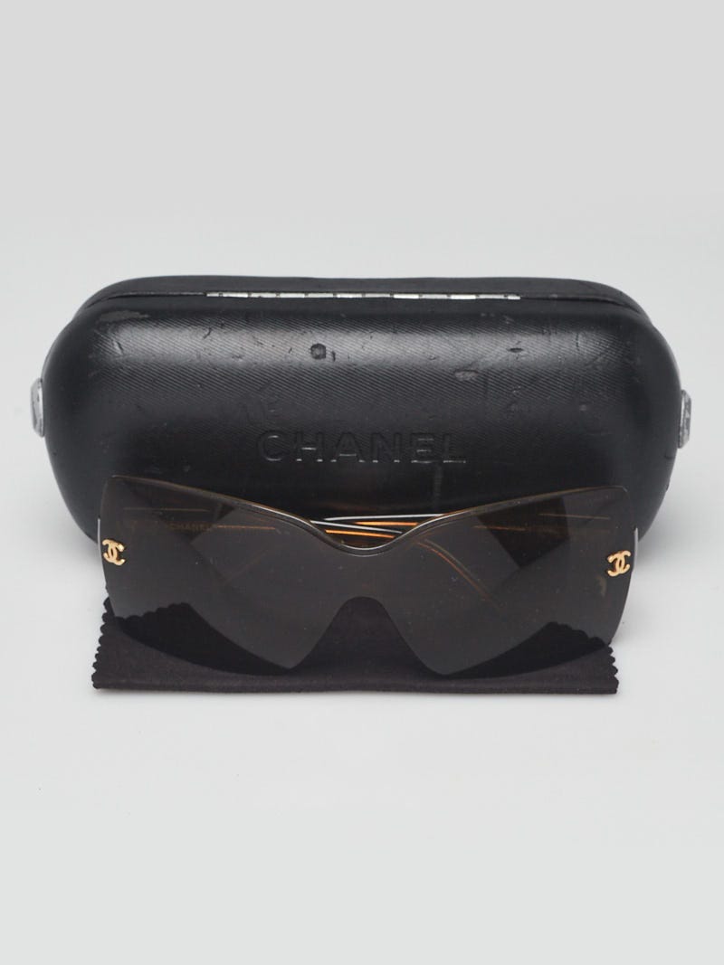 Chanel Brown Tortoise Shell Rectangle Frame Sunglasses-5065