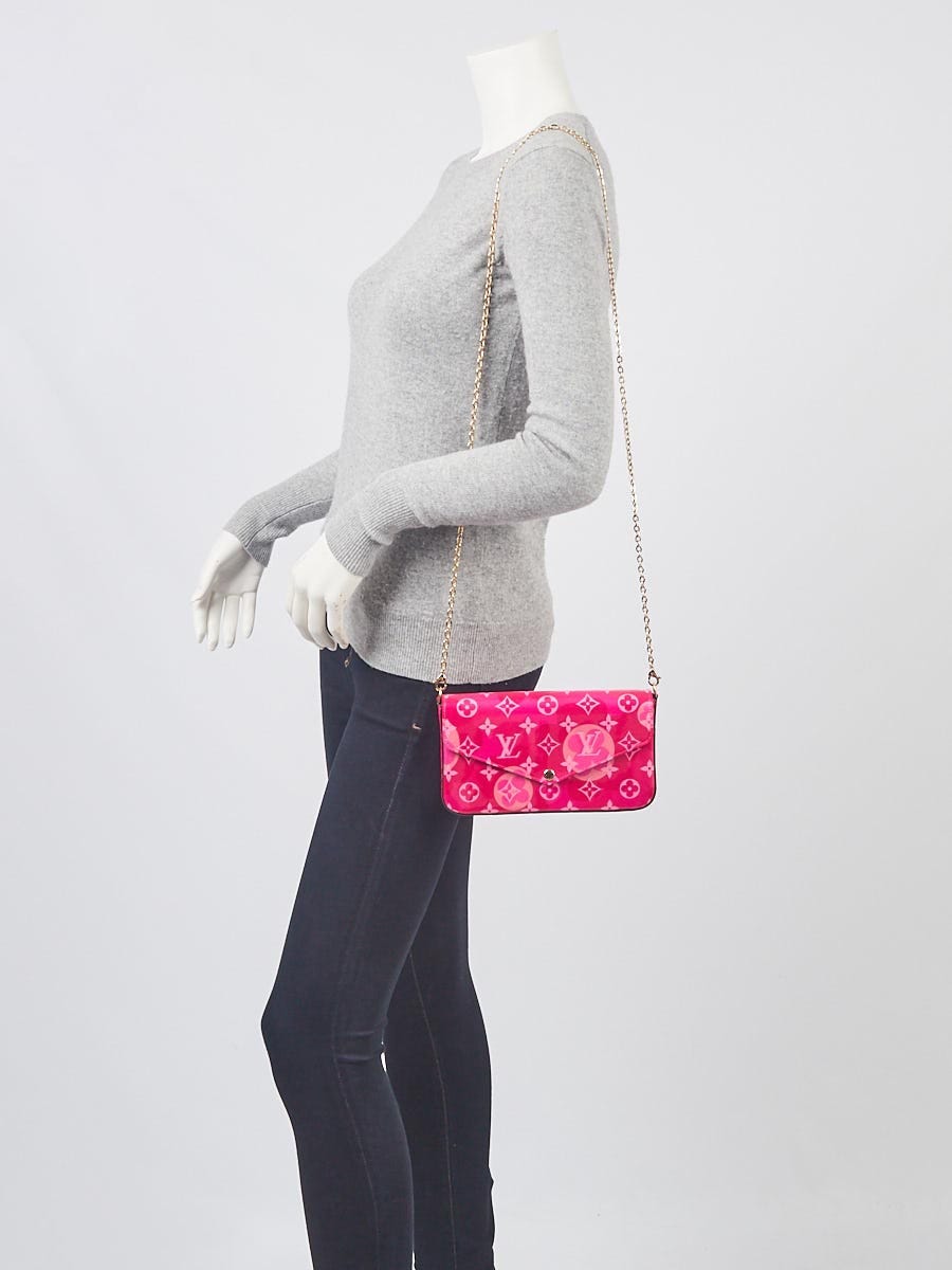 LOUIS VUITTON Monogram Vernis Felicie Pochette Gold Buckle Chain Strap  Shoulder Bag Pink