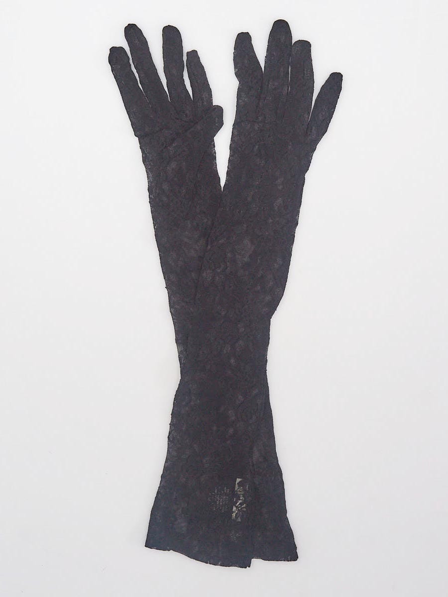 Gucci Black Lace Long Sleeve Gloves Size 7.5/M