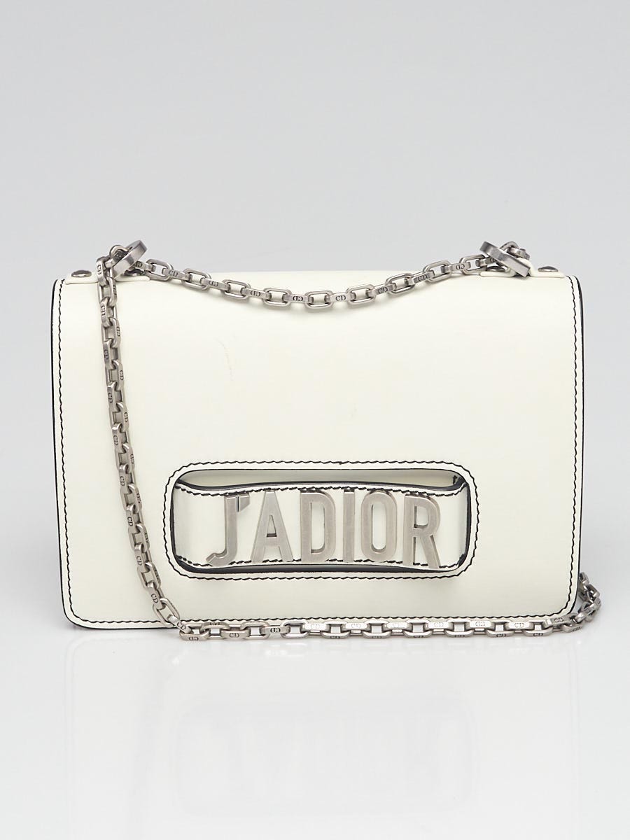 Christian Dior White Smooth Calfskin Leather J'ADIOR Wallet on Chain Clutch Bag