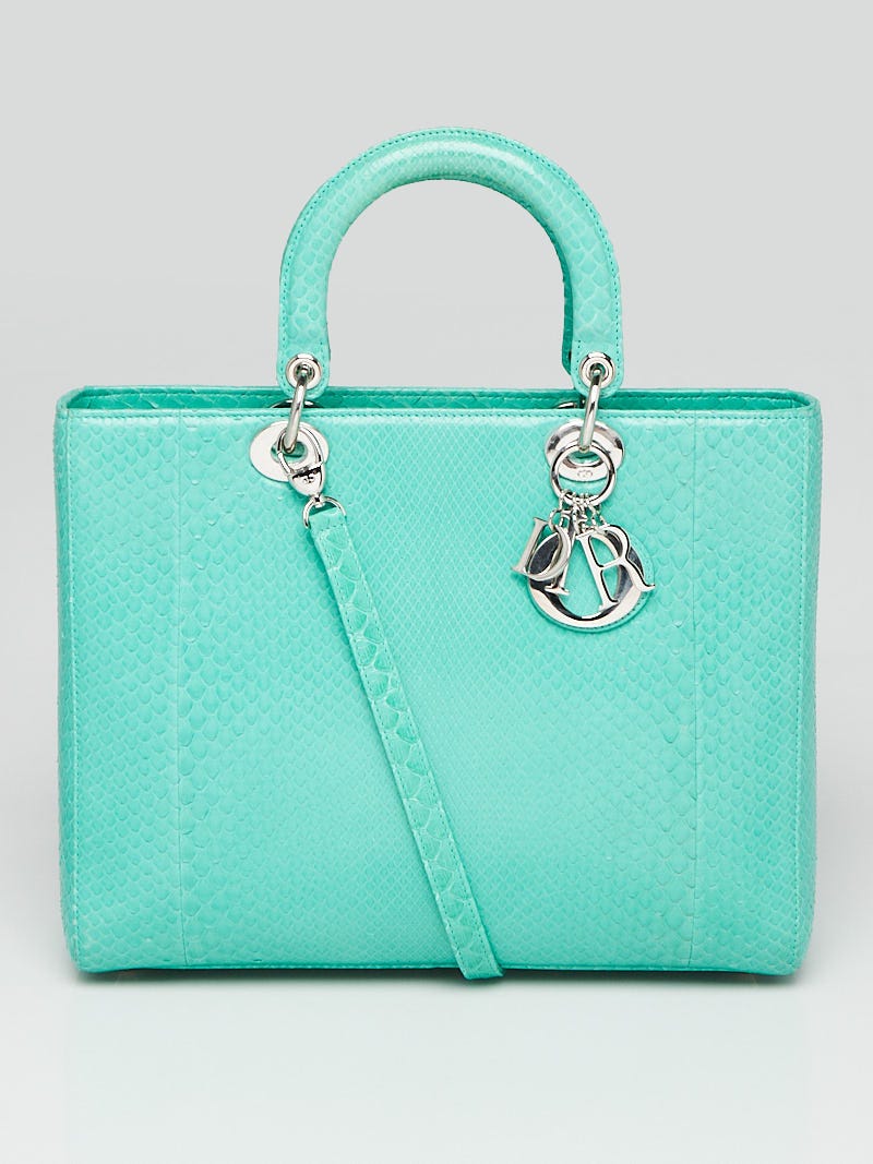 Christian Dior Green Python Large Lady Dior Bag - Yoogi's Closet