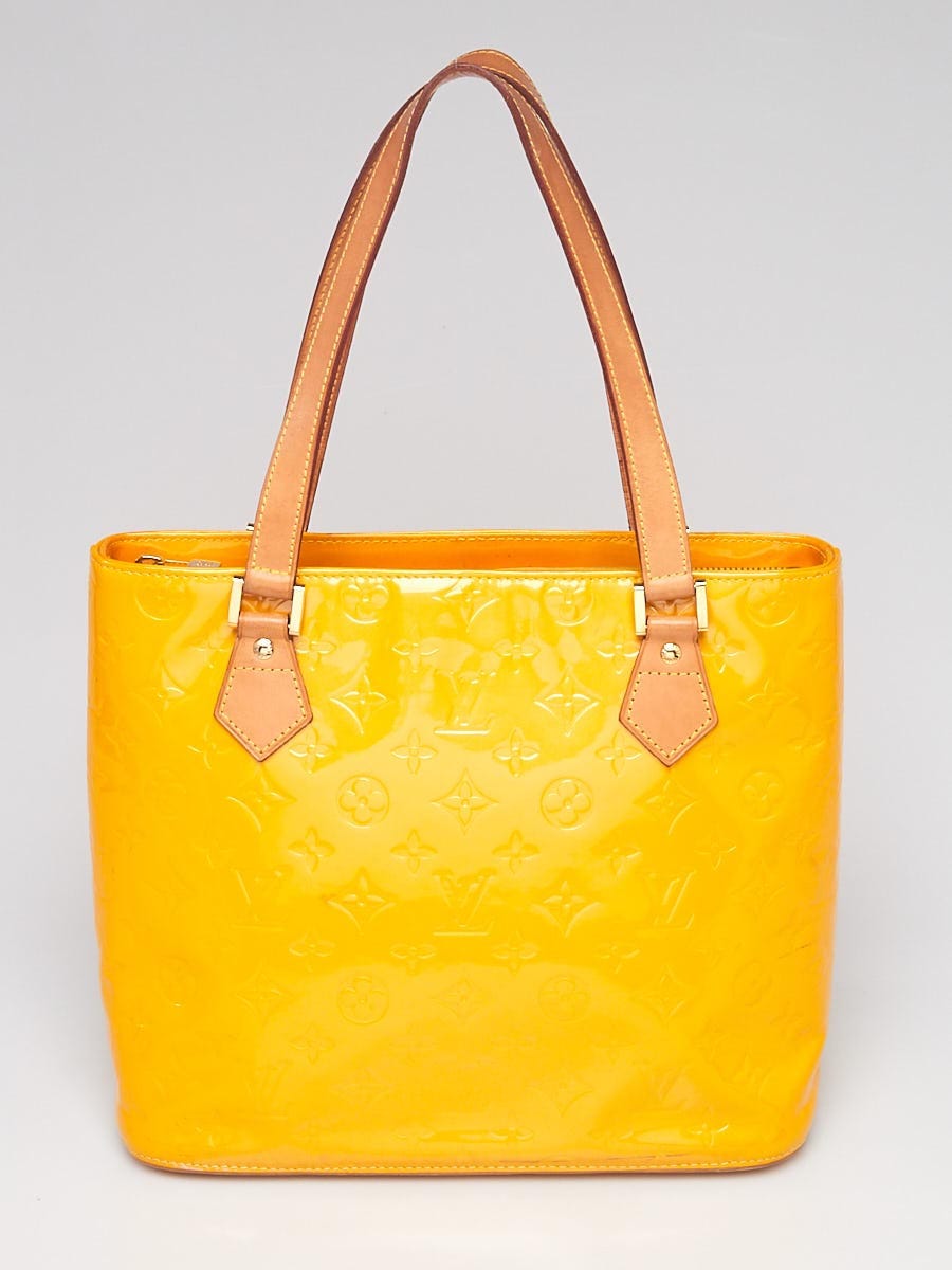 Auth Louis Vuitton Hand Bag Houston Yellows Vernis