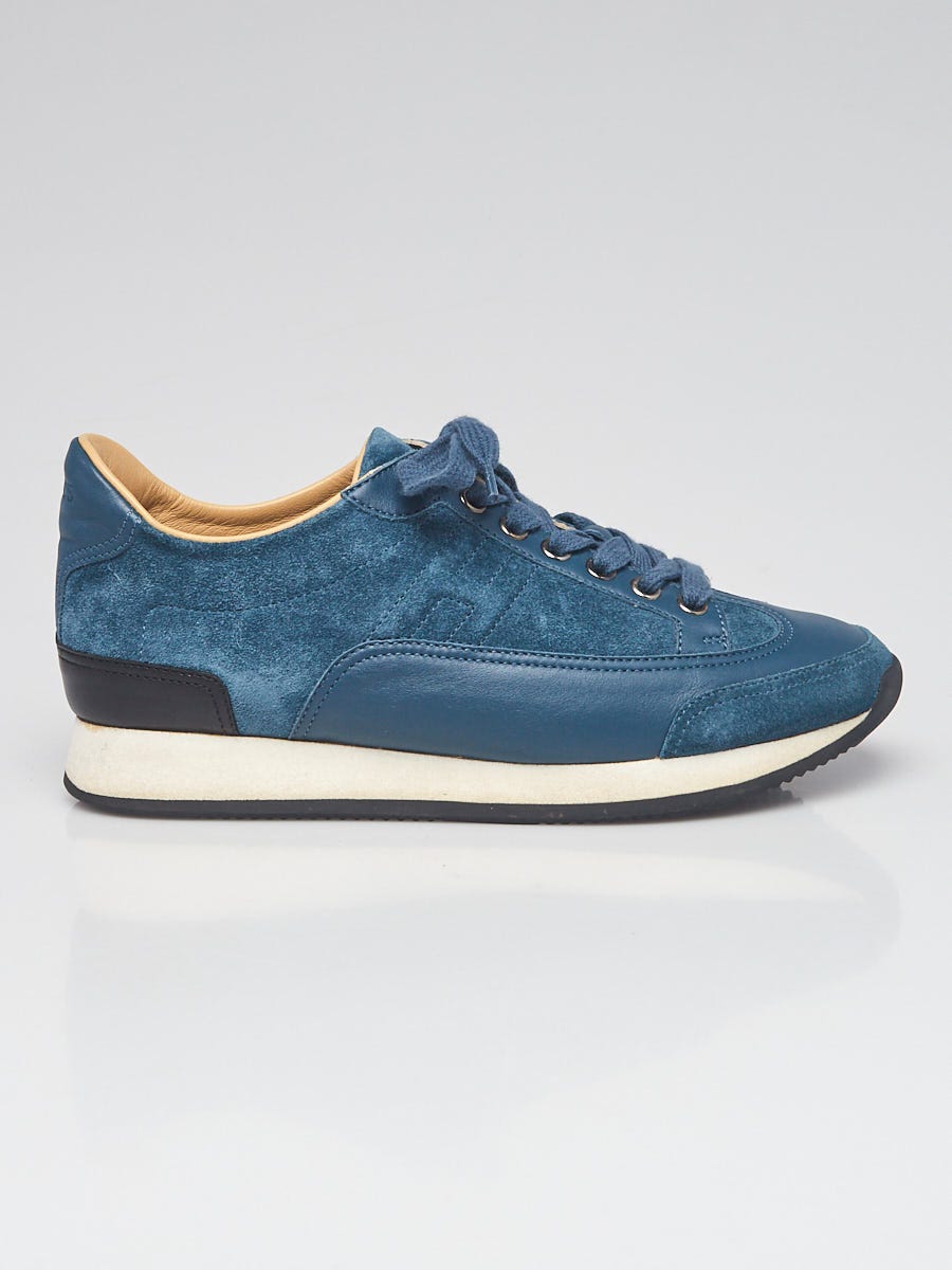 Hermes Blue Suede/Leather Lace Up Sneakers Size 6.5/37 Hermes Blue Suede/Leather Lace Up Sneakers Size 6.5/37