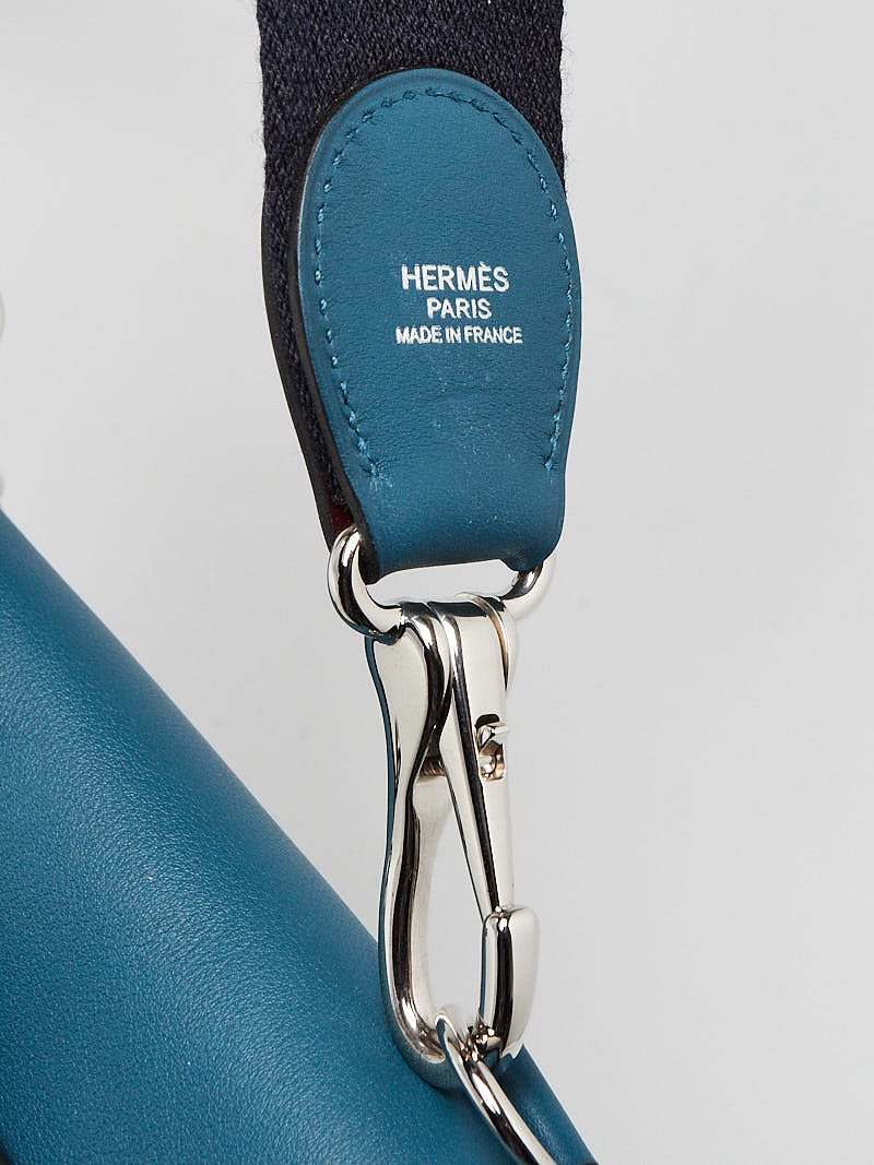 Hermes Bleu Thalassa Swift Leather Palladium Plated Mini Berline Bag -  Yoogi's Closet