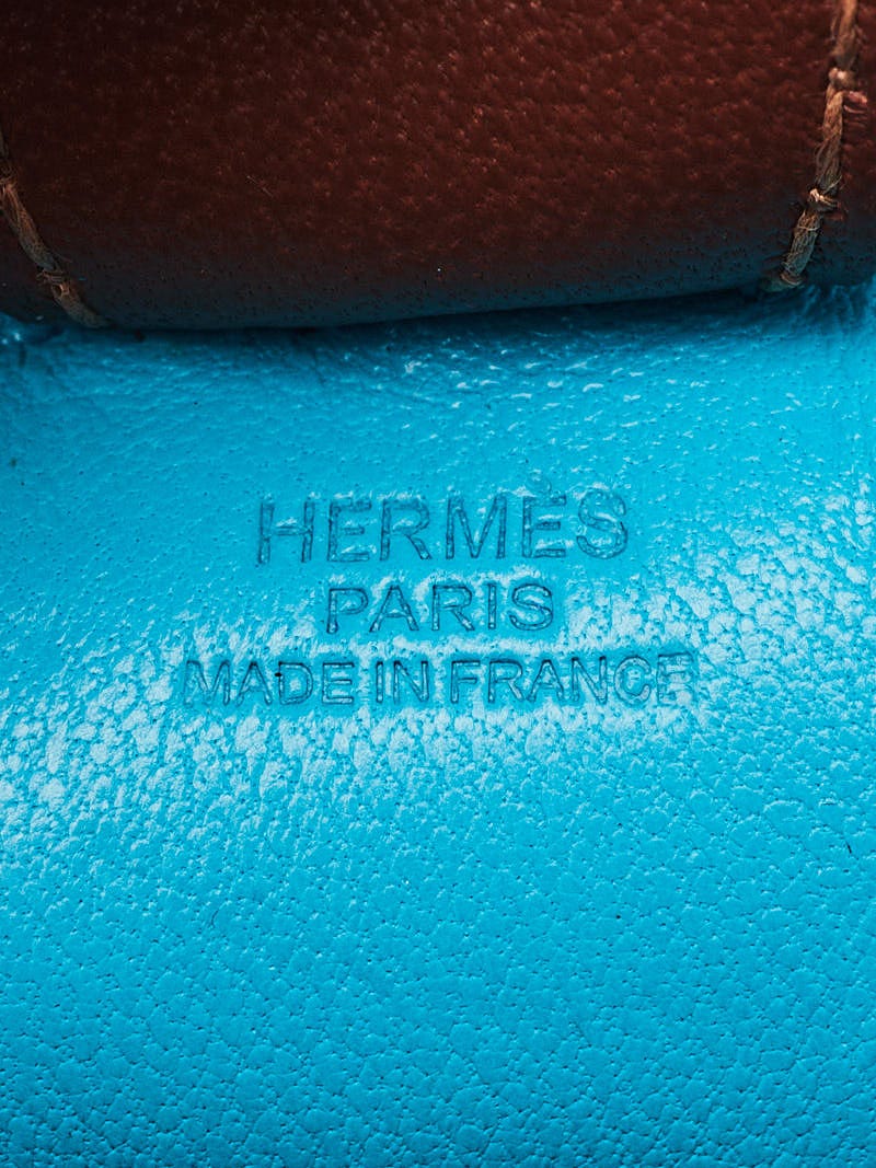 Hermes Blue Aztec/Electric Blue/Fauve Milo Lambskin Leather Grigri Rodeo Horse mm Bag