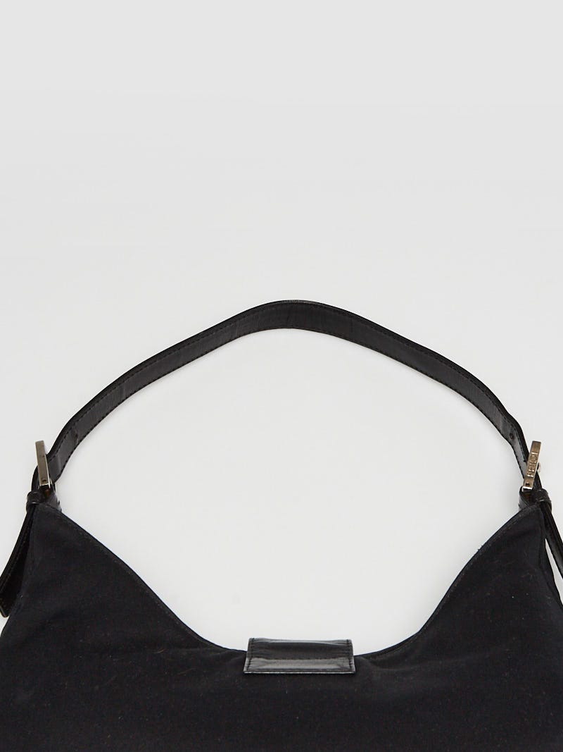 Fendi Black Fabric Forever Baguette Shoulder Bag | Yoogi's
