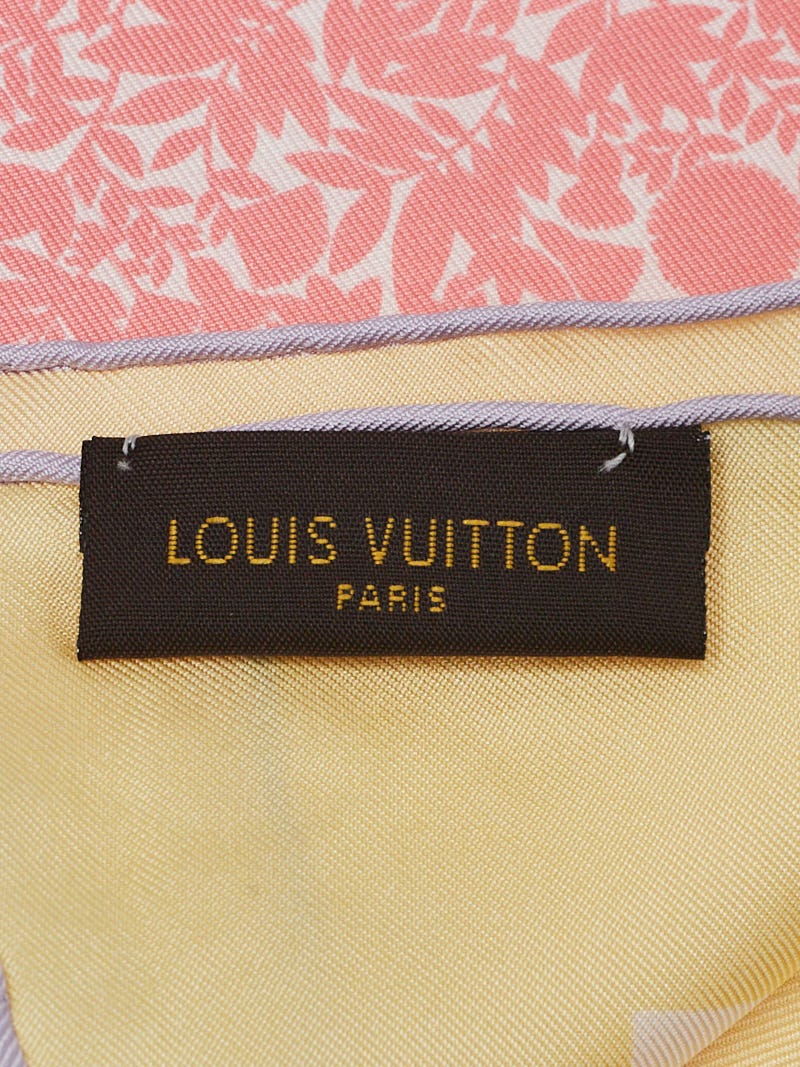 Louis Vuitton Pink/Yellow Tropical Flower Silk Square Scarf - Yoogi's Closet