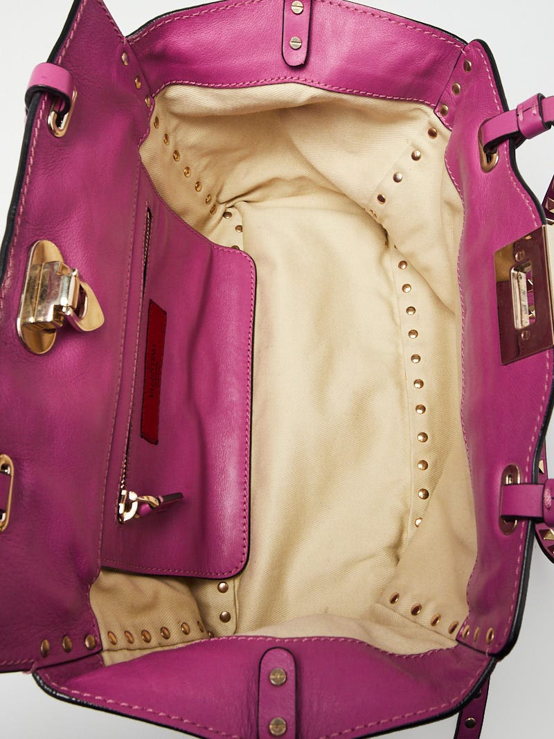 Valentino Rockstud Multicolor Calfskin Leather Trapeze Tote Bag - Small
