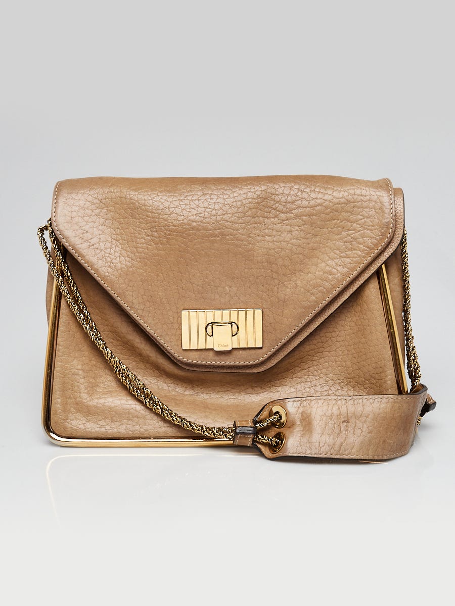 Chloe Light Brown Pebbled Leather Medium Sally Shoulder Bag