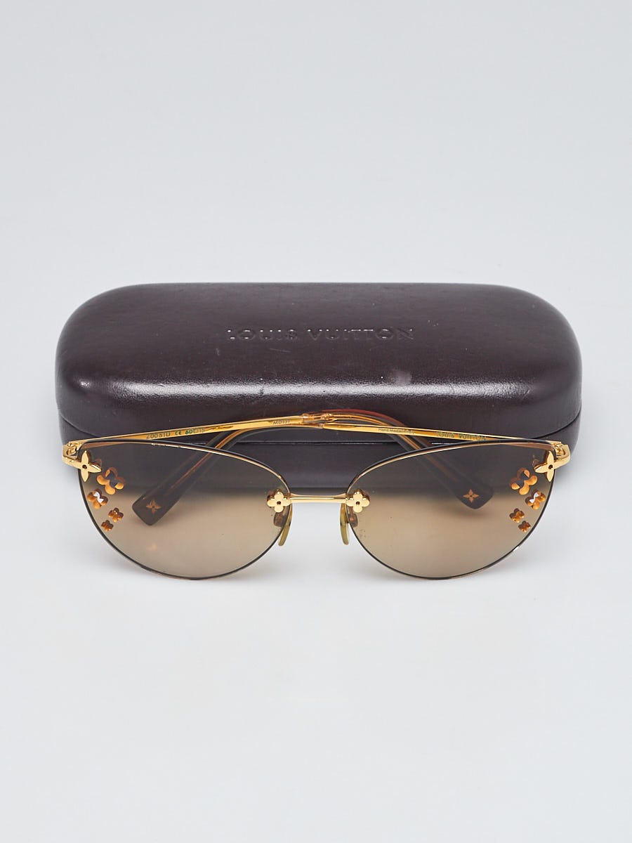 LOUIS VUITTON Flower Cutout Brown Lens Lens Gold Z0051U Sunglasses