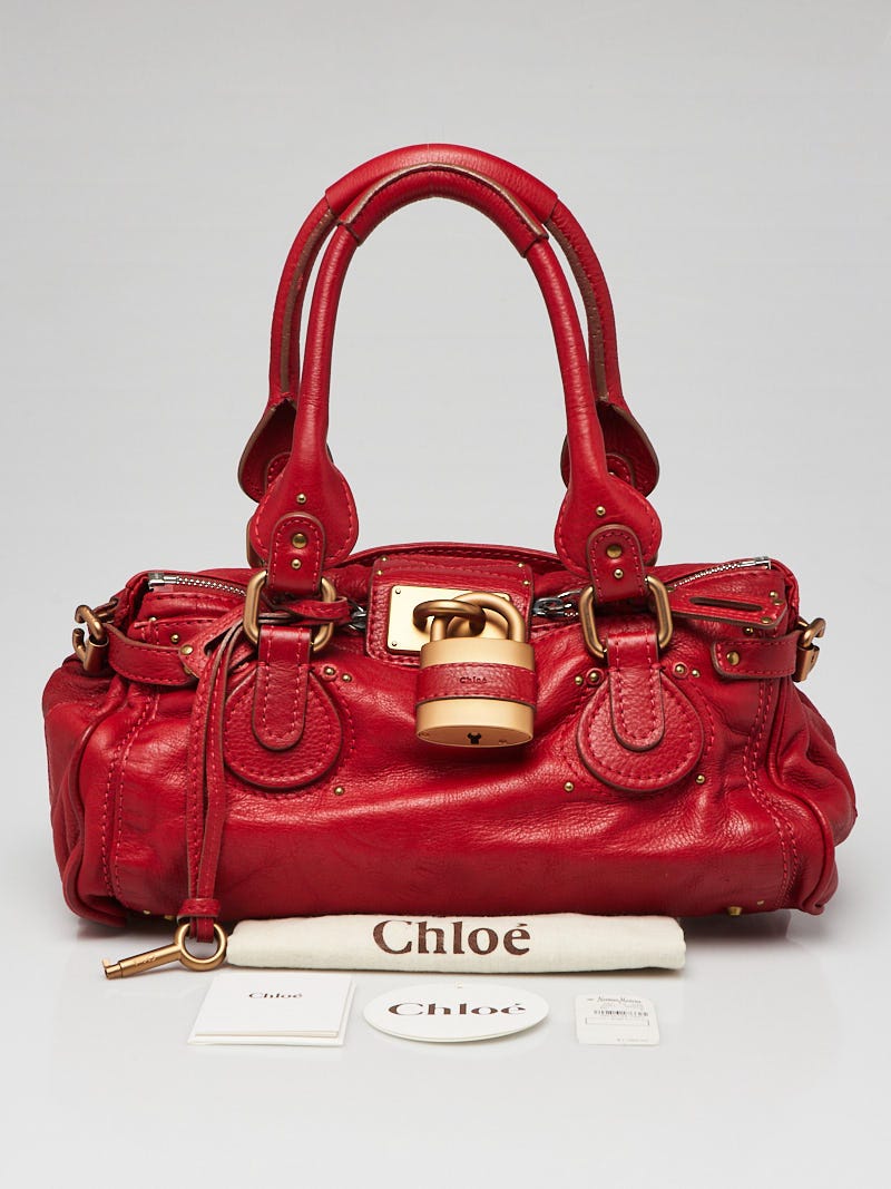 Chloe Red Leather Paddington Medium Satchel Bag Yoogi s Closet