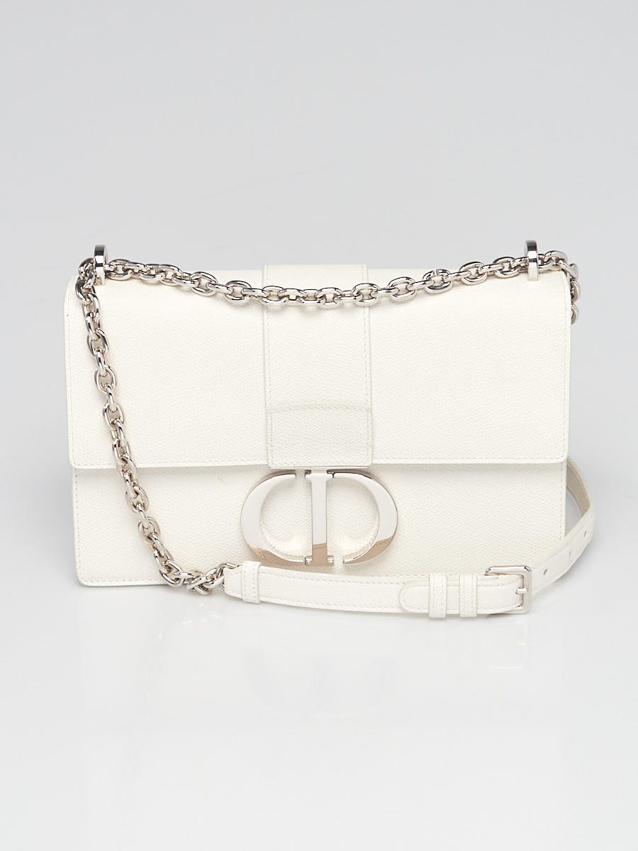 Christian Dior White Grained Calfskin Leather Montaigne 30 Flap Bag -  Yoogi's Closet